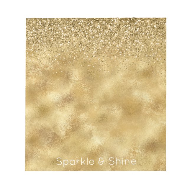 Bloco De Notas Glitter Sparkle Dourado (Frente)