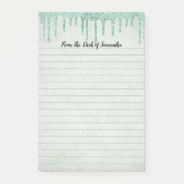 Bloco De Notas Glitter Verde Gotejante Personalizado