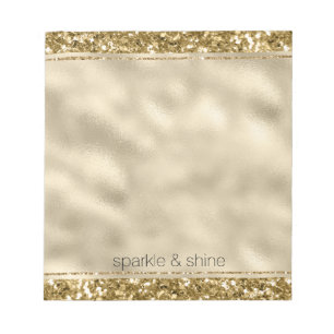 Bloco De Notas Glitzy Sparkle GlitterNotepad Dourado