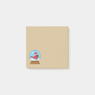 Bloco De Notas Globo de Neve com Cardeal Vermelho Bonito