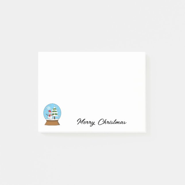 Bloco De Notas Globo de Neve com Snowman e Pine Tree | Personaliz (Frente)