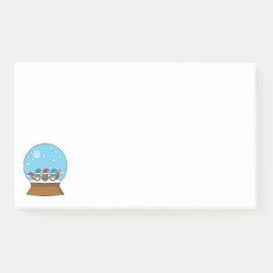 Bloco De Notas Globo de Neve com Três Corujas Gnomo