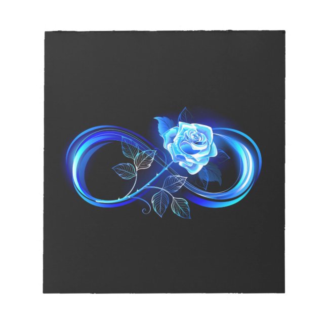 Bloco De Notas Glowing infinity with blue rose (Frente)