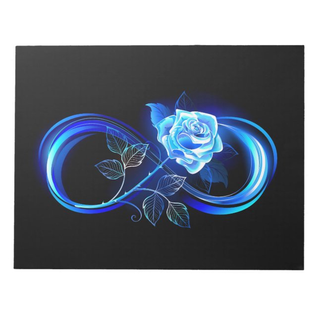 Bloco De Notas Glowing infinity with blue rose (Frente)