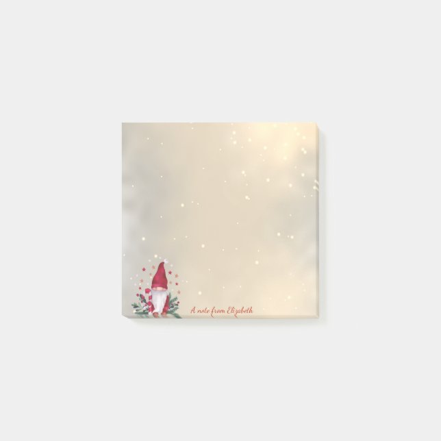 Bloco De Notas Gnome Árvore de Pinheiro Estrelas Feriado (Frente)