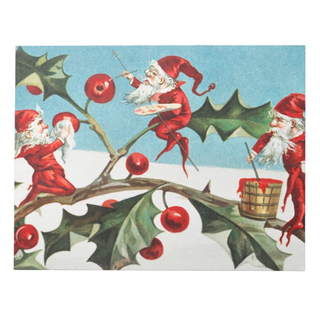 Bloco De Notas Gnomes painting holly berries in the snow (Frente)
