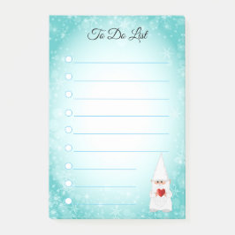 Bloco De Notas Gnomo bonito em nota poste branca e turquesa