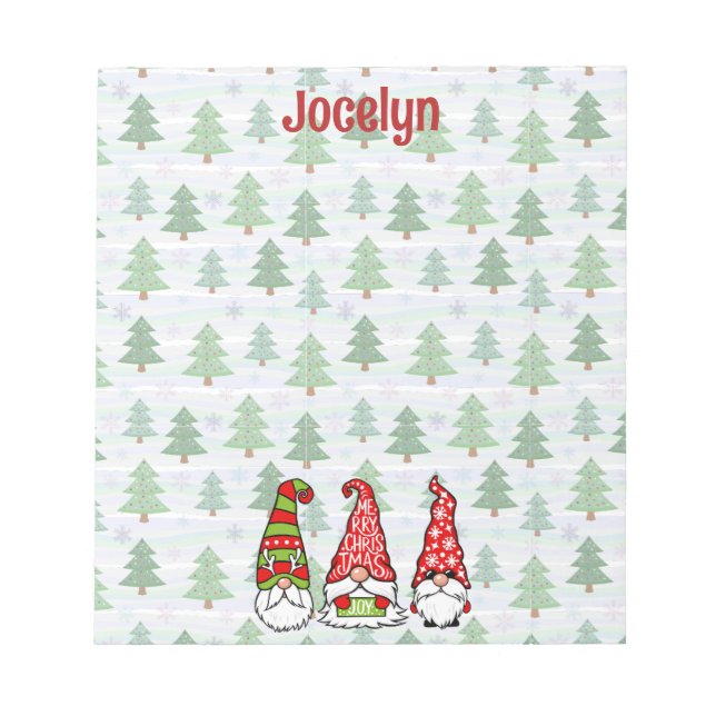 Bloco de notas Gnomo de Natal Personalizado (Frente)
