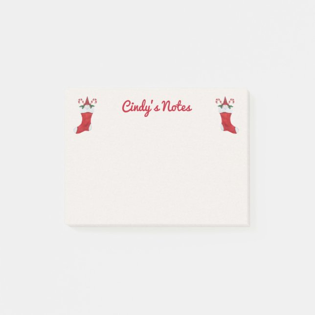 Bloco De Notas Gnomos bonitos Vestindo chapéus vermelhos na escad (Frente)