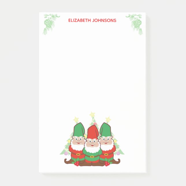 Bloco De Notas Gnomos de Natal Personalizados (Frente)