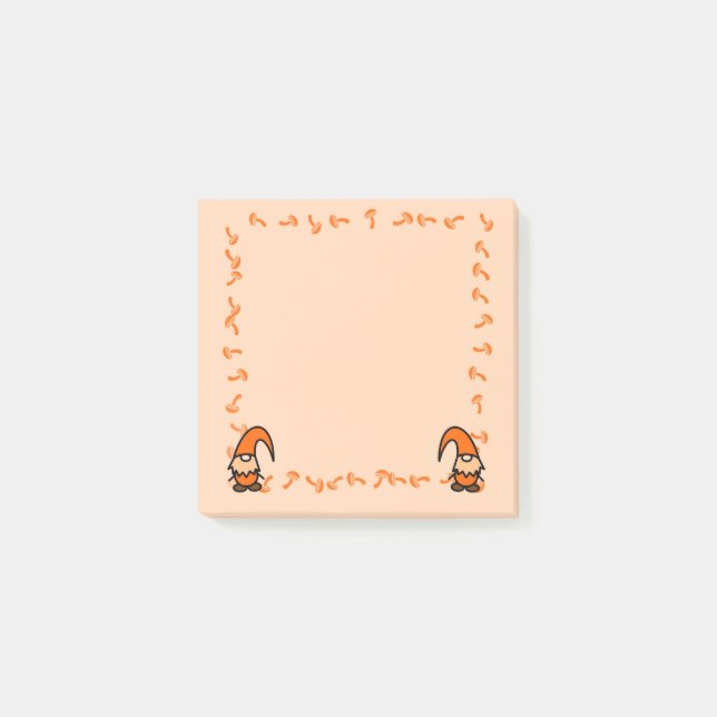 Bloco De Notas Gnomos Laranja com Post-it de Cogumelos (Frente)