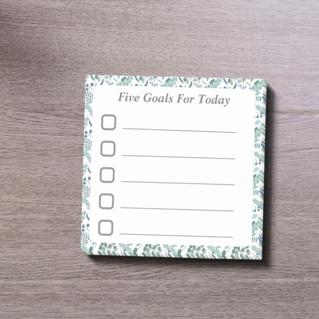 Bloco De Notas Goal Setting Checklist Foliage Sticky (Criador carregado)