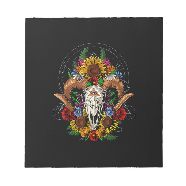Bloco De Notas Goat Skull Psychedelic Sunflower (Frente)