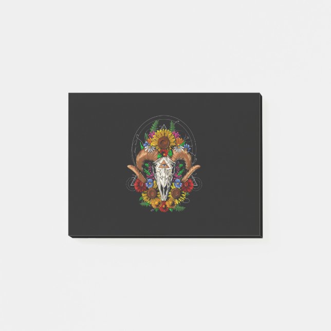 Bloco De Notas Goat Skull Psychedelic Sunflower (Frente)