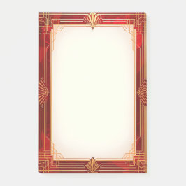 Bloco De Notas Gold Art Deco Frame on Red