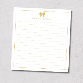 Bloco De Notas Gold Bow Border Handwritten Custom Name Lined  No
