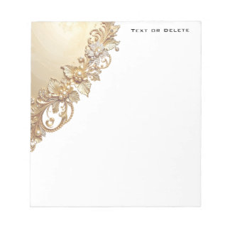 Bloco De Notas Gold Floral Embellishments Notepad