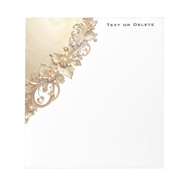Bloco De Notas Gold Floral Embellishments Notepad (Frente)