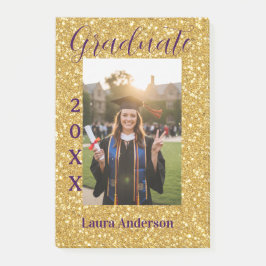 Bloco De Notas Gold glitter photo graduation add name class text