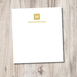 Bloco De Notas Gold Modern Chic Trendy Monogram Name Stationery