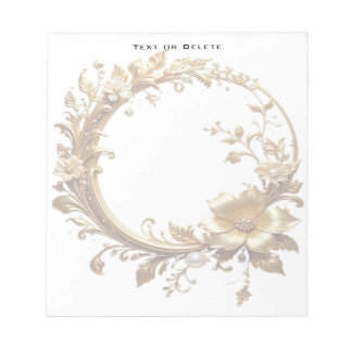 Bloco De Notas Golden Floral Ornate Frame Notepad