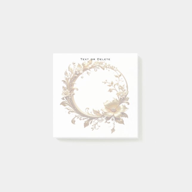Bloco De Notas Golden Floral Ornate Frame Post it Notes (Frente)