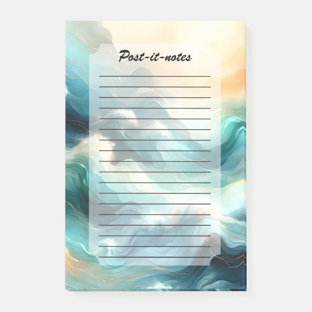 Bloco De Notas Golden Ocean Flow Abstract Waves (Frente)