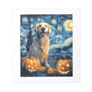 Bloco De Notas Golden Retriever Abóbora Noite Estrelada Mãe de Ca