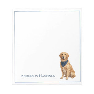 Bloco De Notas Golden Retriever Personalizado Préppy