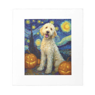 Bloco De Notas Goldendoodle Cachorro Fofo Dia das Bruxas Jack O L