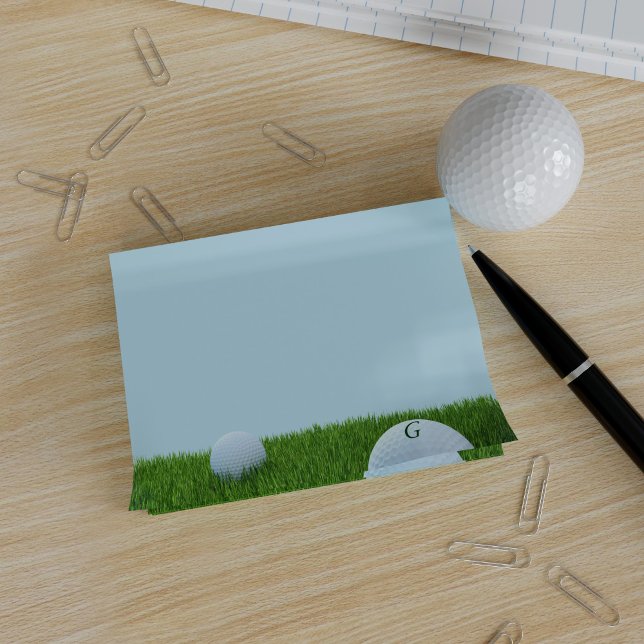 Bloco De Notas Golf Ball Monograma Azul Posto Verde (Golf Ball Monogram Blue Green Post it Notes with space for your initials)