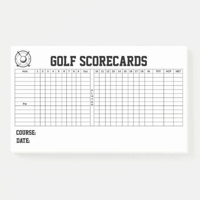 Bloco De Notas Golf Scorecards (Frente)