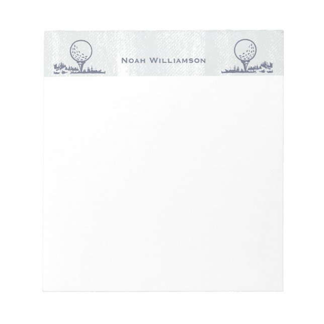 Bloco De Notas Golfer Golf Ball Retro Monograma (Frente)