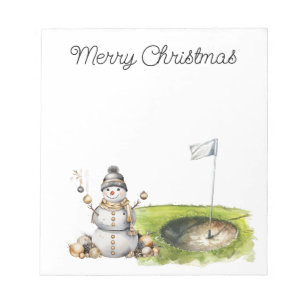Bloco De Notas Golfer Snowman no campo de golfe