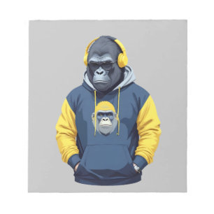 Bloco De Notas Gorilla Vestindo Hoodie Funny Legal Caráter Animal
