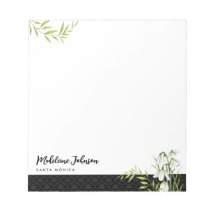 Bloco De Notas Gotas de Neve Clássicas Funerais Laurel Damask