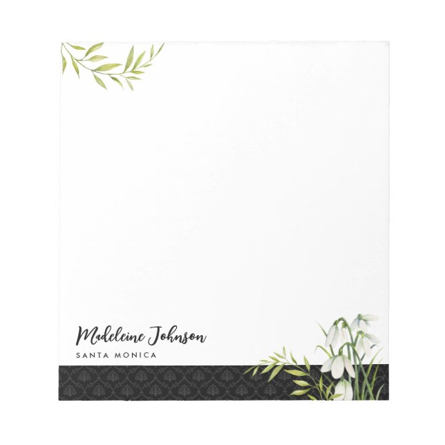 Bloco De Notas Gotas de Neve Clássicas Funerais Laurel Damask (Frente)