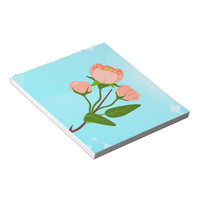 Bloco De Notas Gradação do céu azul com ramificação primavera flo (Inclinado)