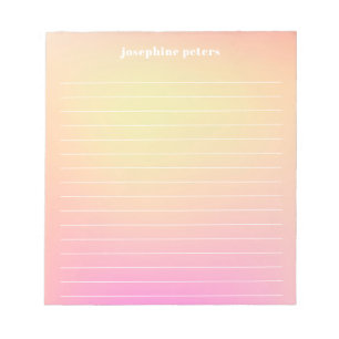 Bloco De Notas Gradação Rosa Pêssego Personalizado do Pastel