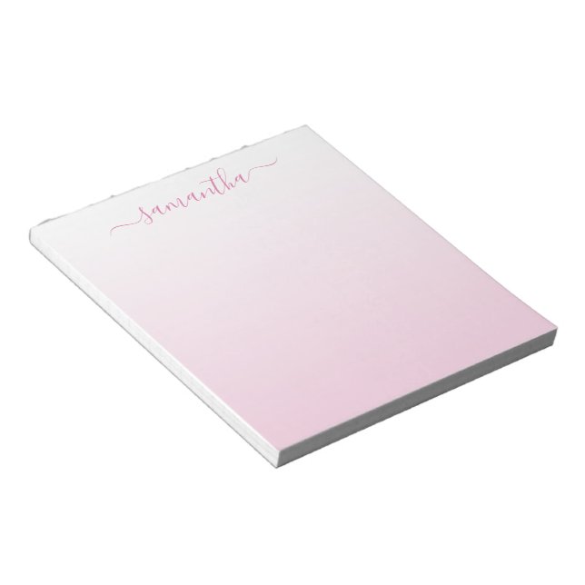 Bloco De Notas Gradiente de Branco a Rosa Pálido Assinatura Femin (Inclinado)