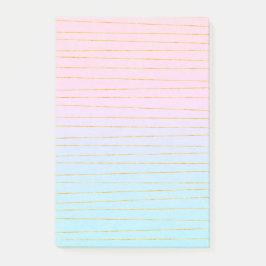 Bloco De Notas Gradiente de Pastel Azul Rosa com Linhas Douradas
