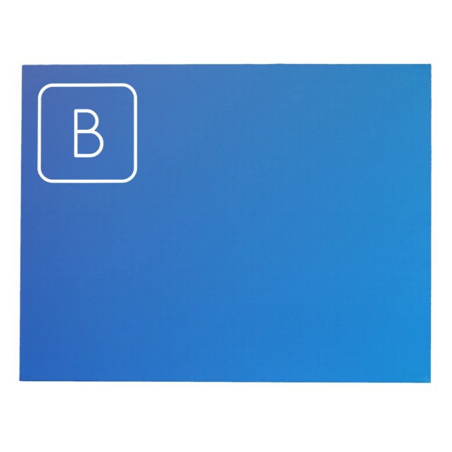 Bloco De Notas Gradiente e Monograma de Sombreado Azul Moderno Si (Frente)