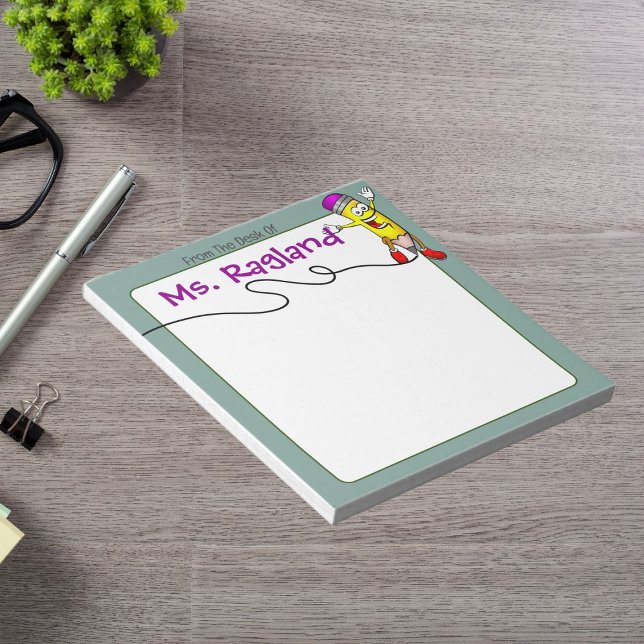 Bloco De Notas Gráfico de Lápis Personalizado Verde Sem Linhas (Personalized Pencil Scribble Green Unlined Notepad)