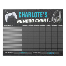 Bloco De Notas Gráfico de Recompensa Azul Neon para Jogos Persona