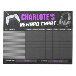 Bloco De Notas Gráfico de Recompensa Roxo de Jogos Personalizado