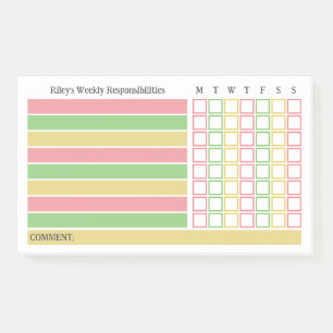 Bloco De Notas Gráfico de Responsabilidades Semanais de Tarefas D