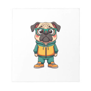 Bloco De Notas Gráfico de Streetwear de Cartoon de Pug Hipster Vi