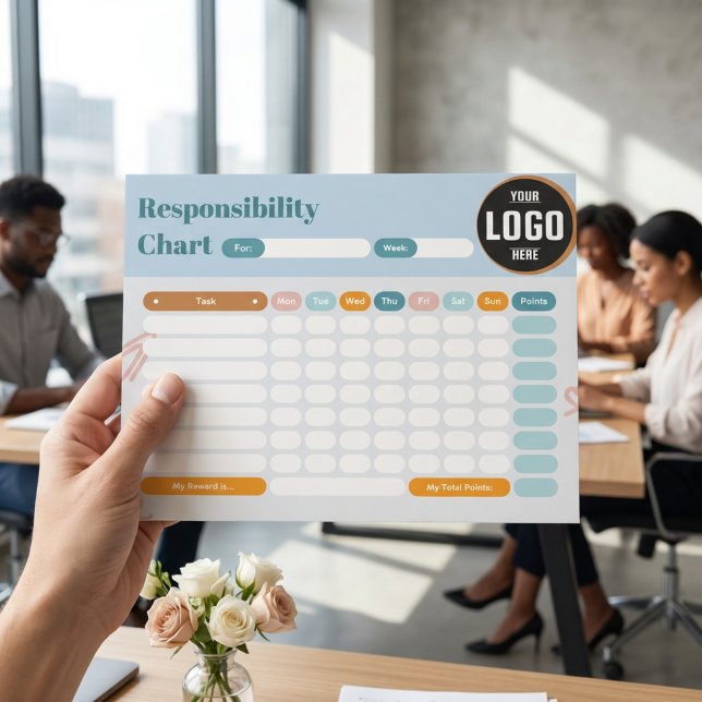 Bloco De Notas Gráfico de Tarefas de Responsabilidade Empresarial (Business Responsibility Chores Chart Logo Checklist Design)