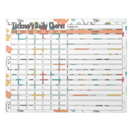 Bloco De Notas Gráfico de Tarefas Diárias do Dinossauro Personali