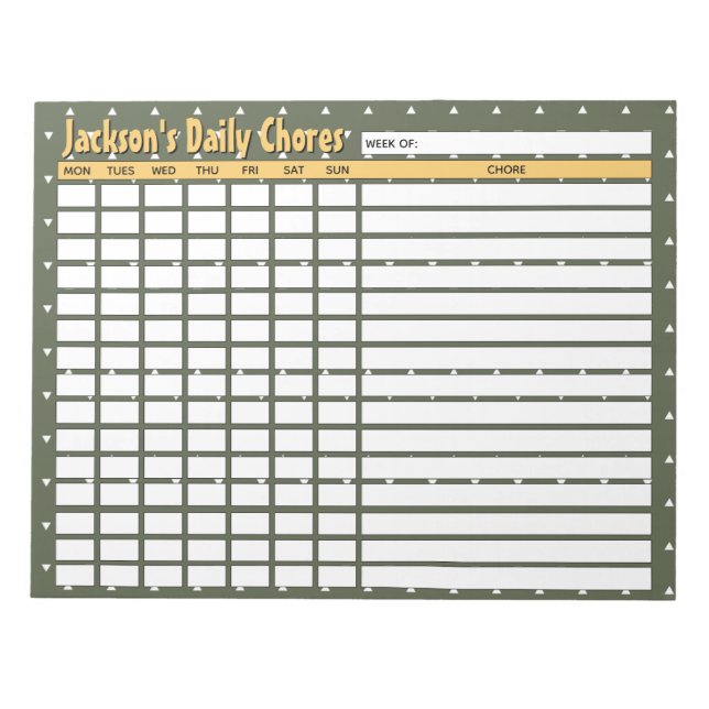 Bloco De Notas Gráfico de Tarefas Diárias Verdes da Camou Persona (Frente)